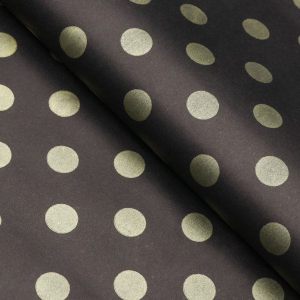 9582358 Рулон упаковочной бумаги крафт,горох золотой на черном 0,67 х 10 м