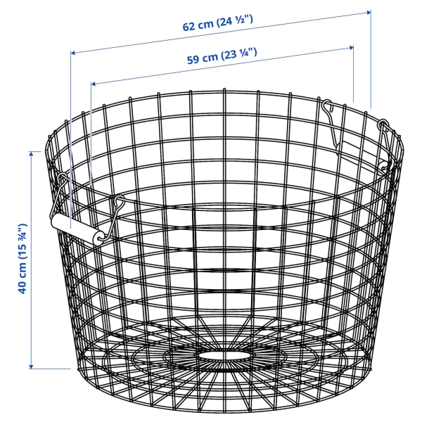 50503937 Проволочная корзина с ручками, черный, 59x40 см