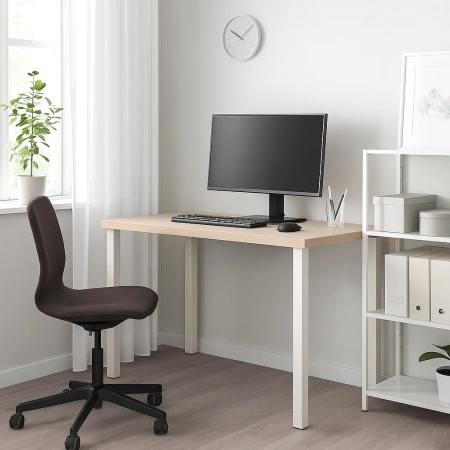 00890 Стол письменный, дуб беленый/белый, 1/ТТ, 120x75x55 см