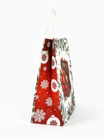 10576059 Пакет бумажный подарочный новогодний крафт "Подарки в Новый Год", 27 х 21 х 11 см