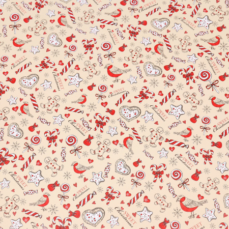 7078370 Бумага упаковочная глянцевая "Рождественская конфета", 70 х100 см, 1 лист