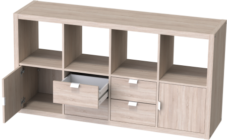 00654 Стеллаж, 77х147х38 см, дуб беленый