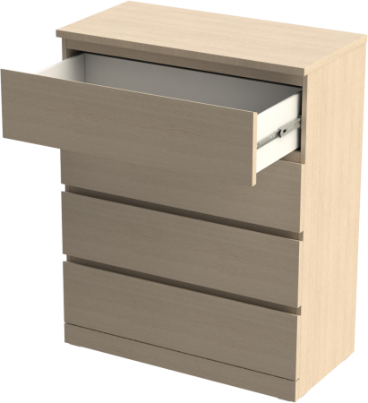 00258 Комод, 4 ящика, шпон дуб беленый, 80x100x40 см