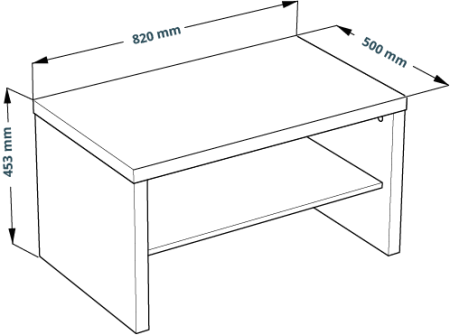 00814 Журнальный стол, дуб беленый, 82x50x45 см