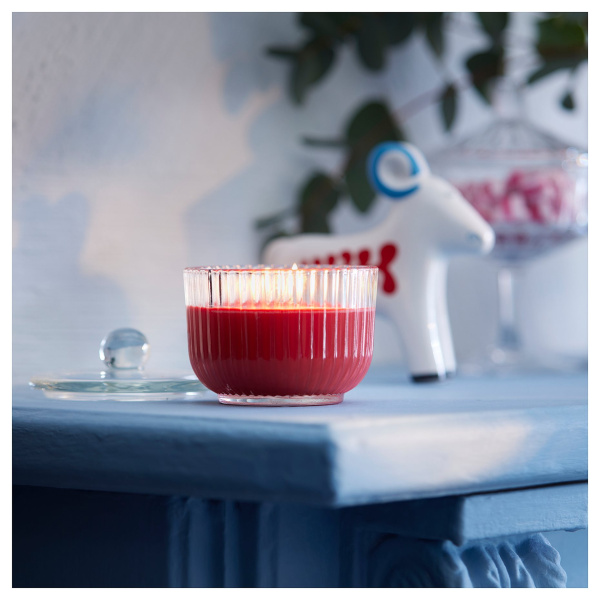 20525747 Ароматическая свеча в стакане, Корица и сахар, красный, 20 часов