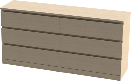 00319 Комод / тумба, 6 ящиков, шпон дуб беленый, 160x77x40 см