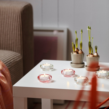 00607032 Подсвечник для греющей свечи, розовый, 3 см