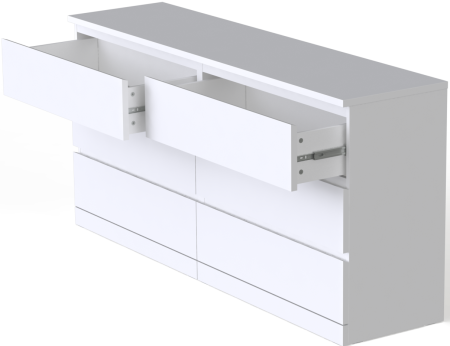 00296 Комод / тумба, 6 ящиков, белый, 160x77x40 см