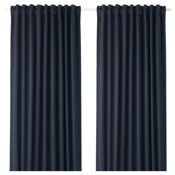 50348630 Гардины, блокирующие свет, 2 шт., темно-синий, 145x300 см