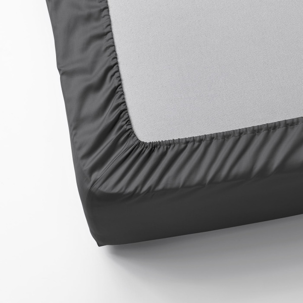 20442672 Простыня натяжная, темно-серый, 140x200 см