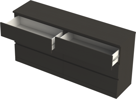 00302 Комод / тумба, 6 ящиков, шпон ясень черный, 160x77x40 см