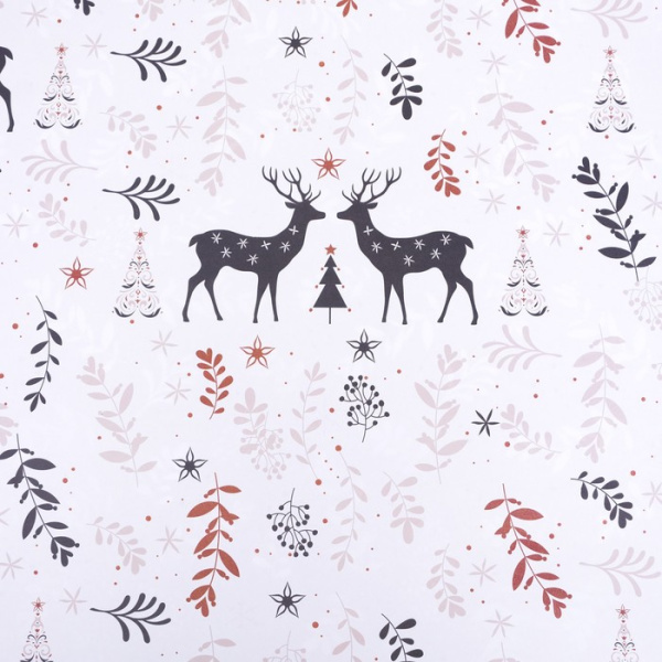 9047358 Бумага упаковочная глянцевая двусторонняя "Олени", 70 х 100 см