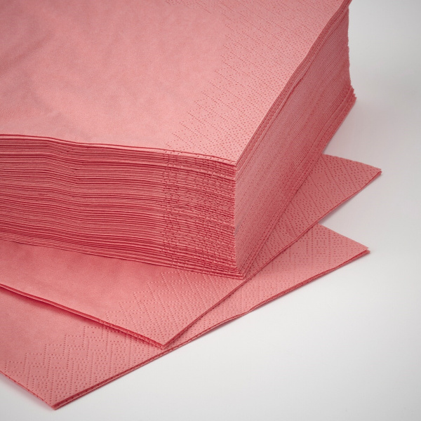 20515932 Салфетка бумажная, светлый красно-розовый, 33x33 см, 50 шт
