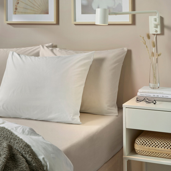 30357159 Простыня натяжная, бежевый, 140x200 см