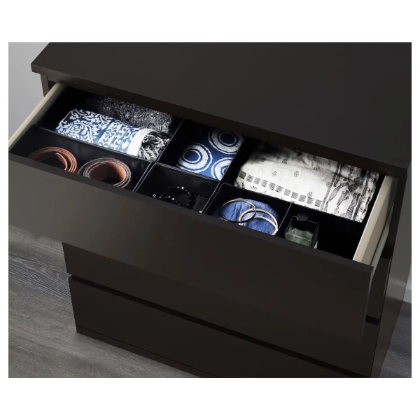 00241 Комод, 4 ящика, шпон ясень черный, 80x100x40 см