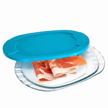 336200 Контейнер для продуктов / нарезки,  овальной формы/стекло, 26.7х19.4 см