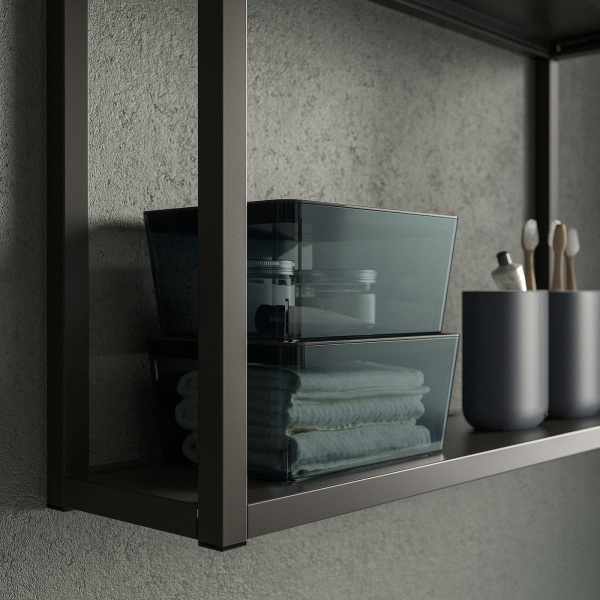 60514030 Контейнер с крышкой, прозрачный черный, 13x18x8 см