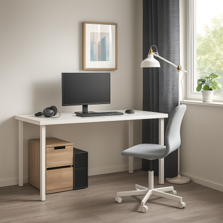 00449 Стол письменный, белый, 1/ТТ, 120x75x55 см