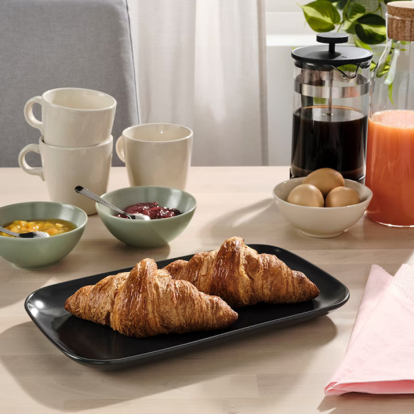 20483790 Тарелка, матовая поверхность темно-серый, 30х18 см, 4 шт