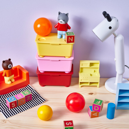 90604114 Контейнер с крышкой, красный/розовый/желтый, 17x10 см, 3 шт