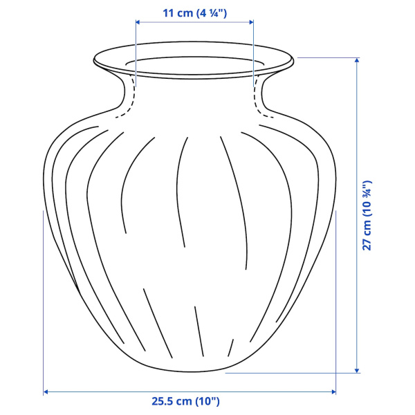 40442195 Ваза, серый, 27 см