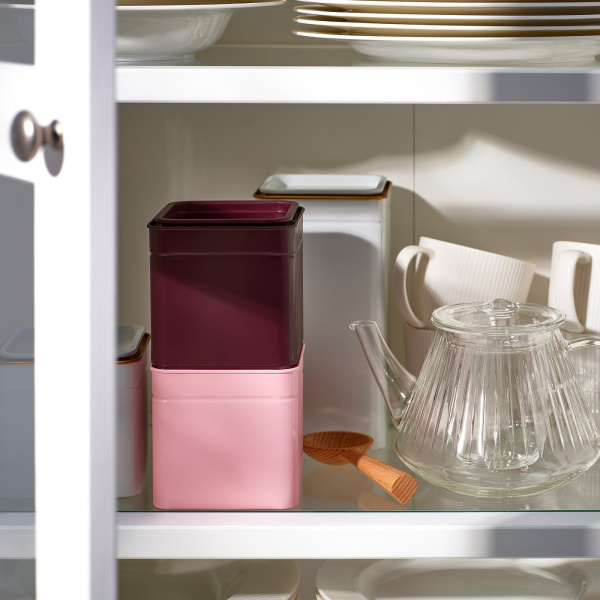 20609025 Банка для кофе/чая, бордовый/розовый, 10x10x10 см, 2 штуки