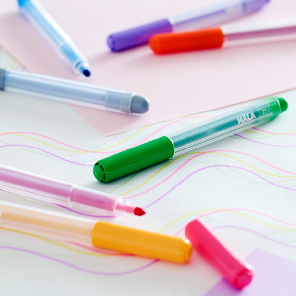 20184041 Тонкий маркер / фломастер, разные цвета, 12 шт.