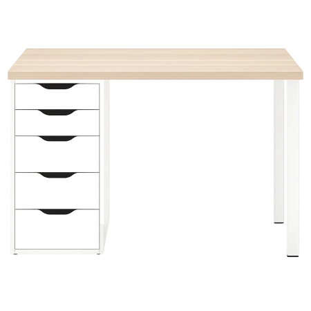 00883 Стол письменный, белый/дуб беленый, 1/5T, 120x75x55 см