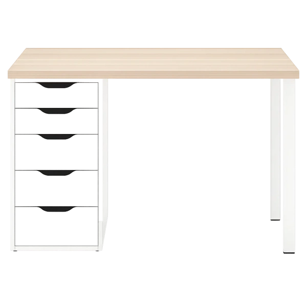 00883 Стол письменный, белый/дуб беленый, 1/5T, 120x75x55 см
