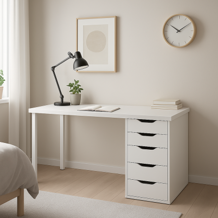 00456 Стол письменный, белый, 2/5T, 140x75x55 см