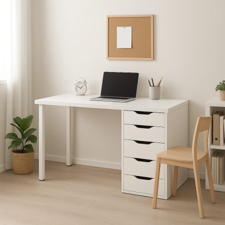 00456 Стол письменный, белый, 2/5T, 140x75x55 см