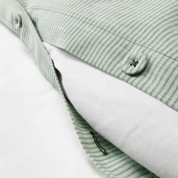 20423188 Пододеяльник и 2 наволочки, зеленый/полоска, 200x200/50x60 см