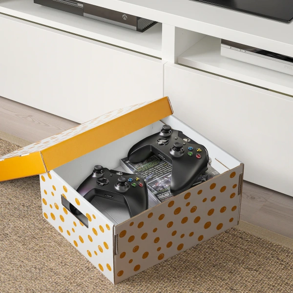 20469077 Коробка с крышкой, точечный/оранжевый, 2 шт.