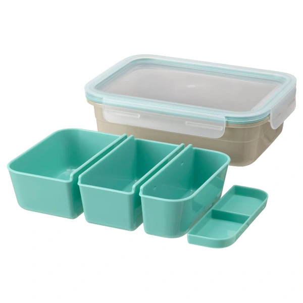 00480009 Контейнер для завтрака с вставками, прямоугольн формы/бежевый, 1.0 л