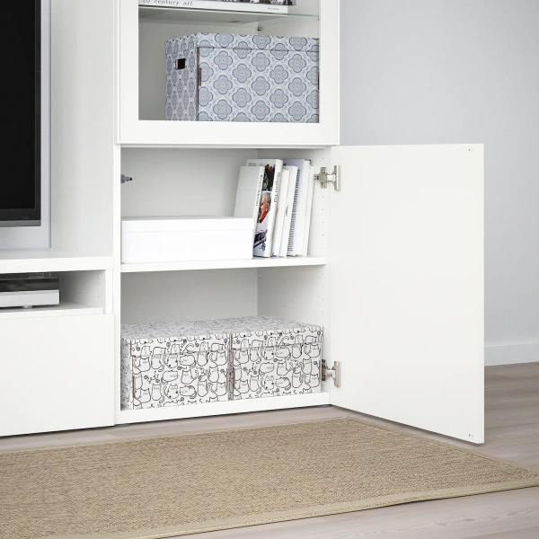 60497747 Коробка с крышкой, белый/кот, 26x32x17 см