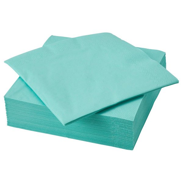 90515924 Салфетка бумажная, светлая бирюза, 40x40 см, 50шт