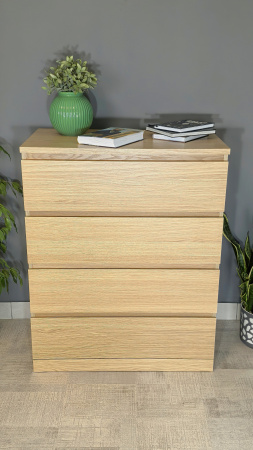 01699 Комод, 4 ящика, шпон дуб беленый, 80x100x48 см