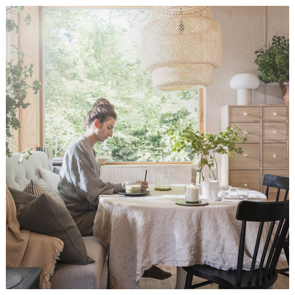 00502186 Ароматическая свеча в стакане, Скандинавский лес/белый, 40 ч