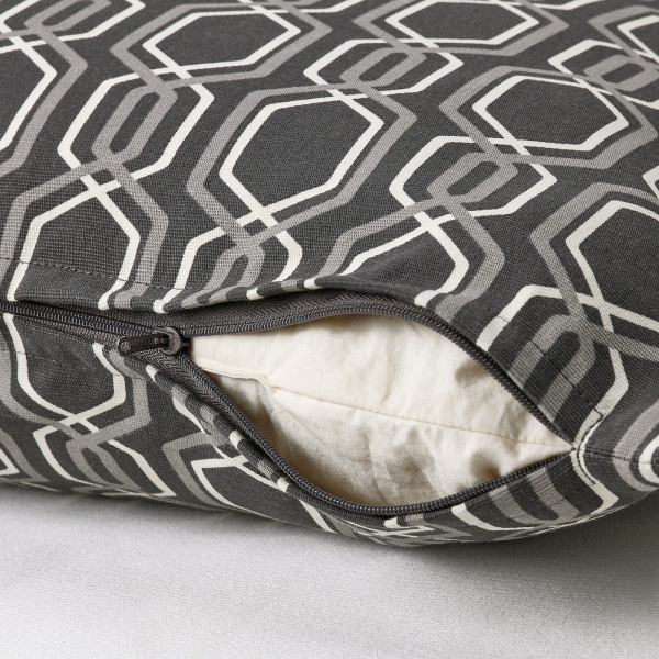 80513930 Чехол на подушку, темно-серый/белый, 50x50 см