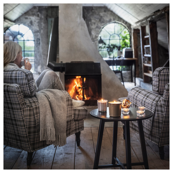 00502365 Ароматическая свеча в стакане, костер/серый, 20 ч