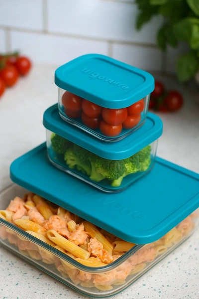 390210 Набор контейнеров для продуктов, прямоугольной формы/стекло, 3 шт (21x13 см, 10x7 см, 10x10 см)