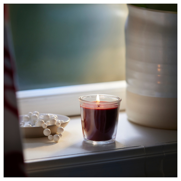 50525736 Ароматическая свеча в стакане, Апельсин и гвоздика/красный, 20 часов