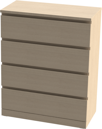 00258 Комод, 4 ящика, шпон дуб беленый, 80x100x40 см
