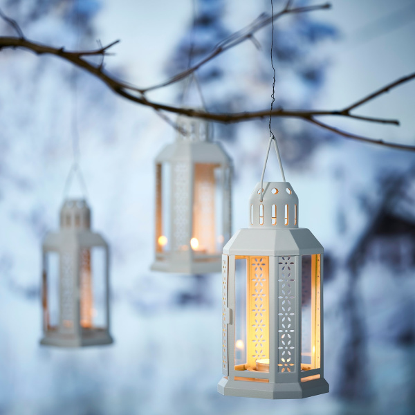 90526357 Фонарь д/греющей свечи, белый, 22 см