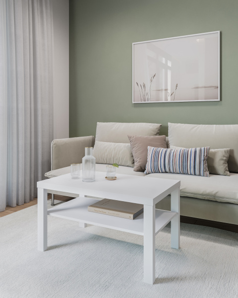 00128 Журнальный стол, белый, 82x50x45 см