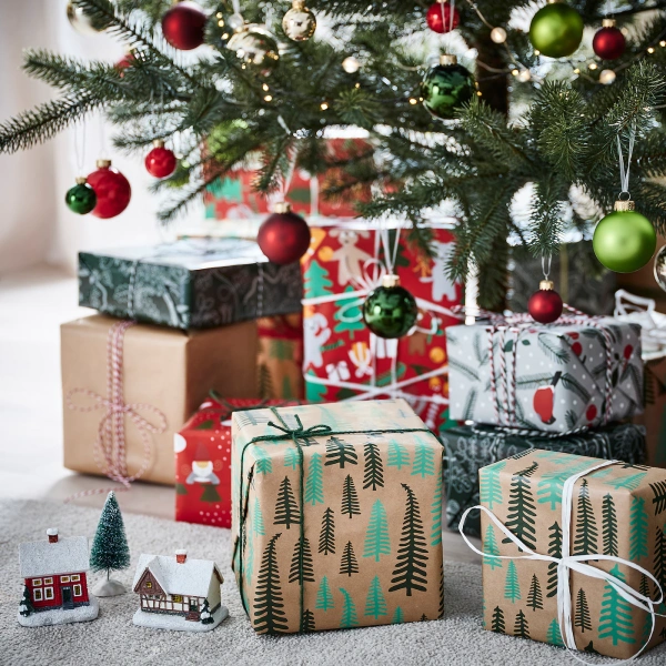 20499277 Рулон оберточной бумаги, орнамент «дерево» коричневый, 3x0.7 м