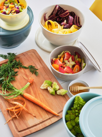 60480129 Миска с крышкой, 5 шт., разные цвета