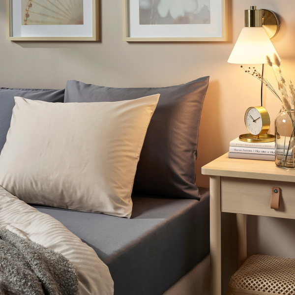 20442672 Простыня натяжная, темно-серый, 140x200 см