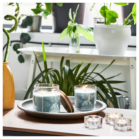 00552416 Свеча ароматическая в стакане, бергамот и кедр/бледно-зеленый, 45 ч