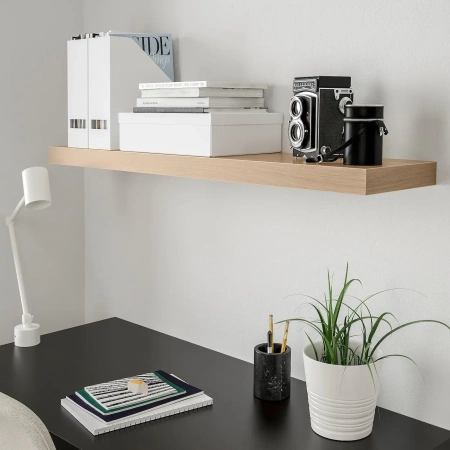 00739 Полка навесная / настенная, дуб беленый, 60x25 см